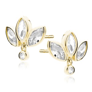 Cercei argint placati cu aur galben cu pietre  DiAmanti Z1996EG_W-DIA (Argint 925‰ 2,3 g.)
